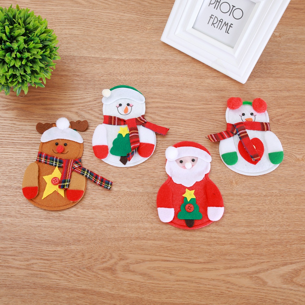 Christmas Decoration Ice Man Knife and Fork Bag Creative Home Table Tableware Set Christmas Snowman Knife and Fork Set