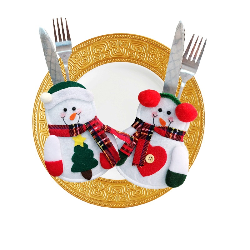 Christmas Decoration Ice Man Knife and Fork Bag Creative Home Table Tableware Set Christmas Snowman Knife and Fork Set