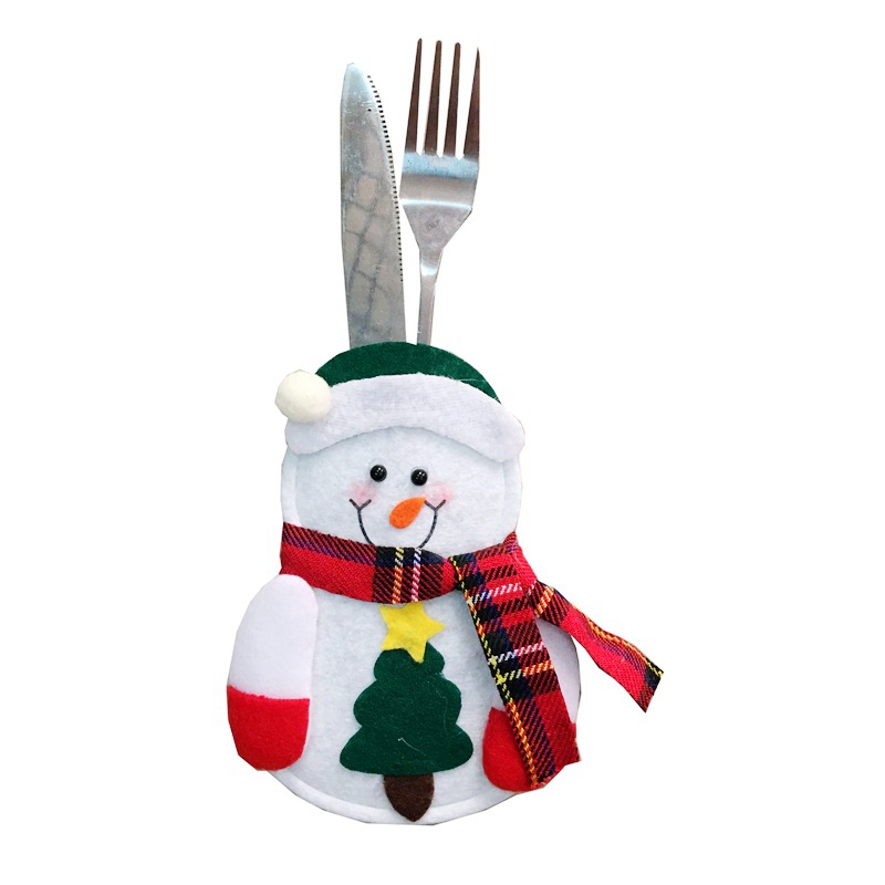 Christmas Decoration Ice Man Knife and Fork Bag Creative Home Table Tableware Set Christmas Snowman Knife and Fork Set