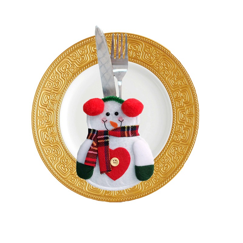 Christmas Decoration Ice Man Knife and Fork Bag Creative Home Table Tableware Set Christmas Snowman Knife and Fork Set