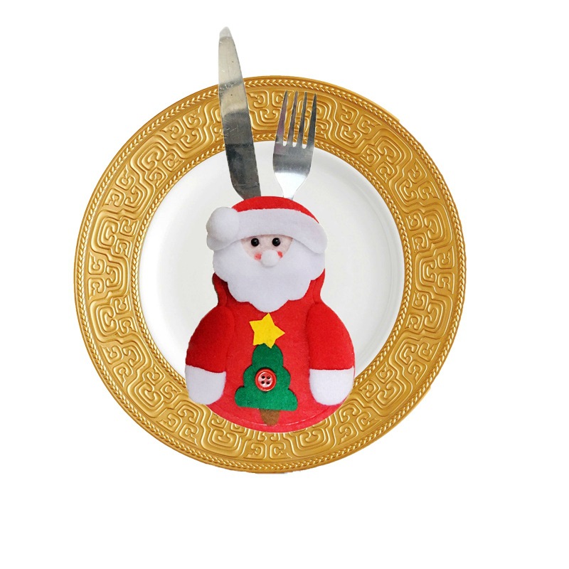 Christmas Decoration Ice Man Knife and Fork Bag Creative Home Table Tableware Set Christmas Snowman Knife and Fork Set