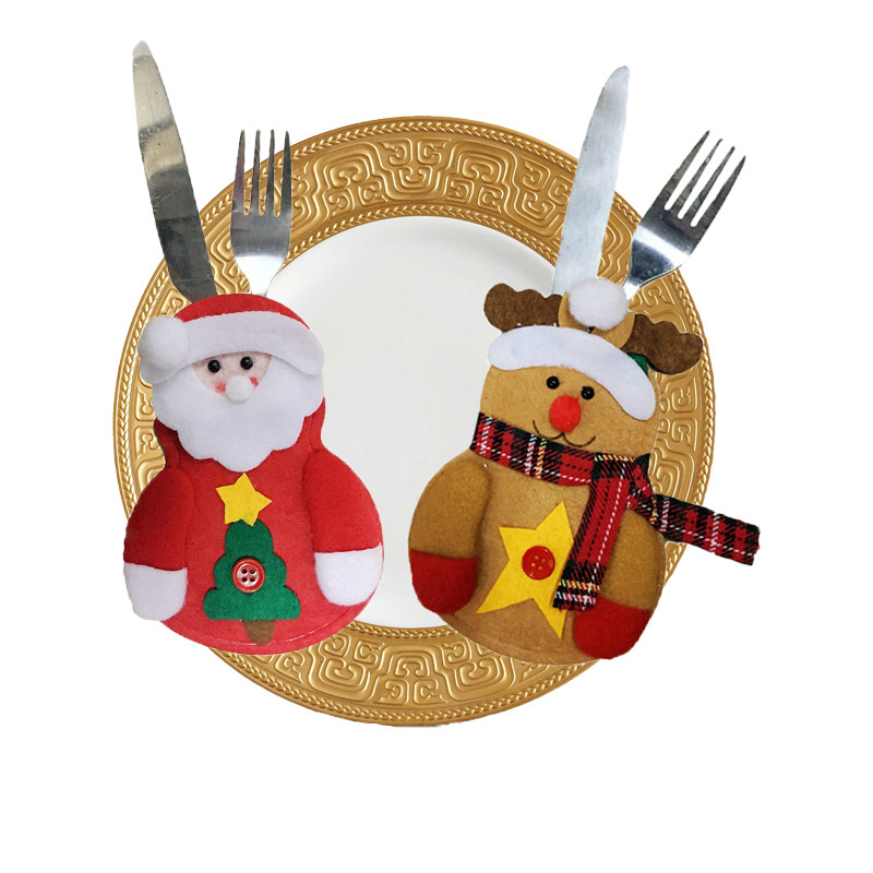 Christmas Decoration Ice Man Knife and Fork Bag Creative Home Table Tableware Set Christmas Snowman Knife and Fork Set