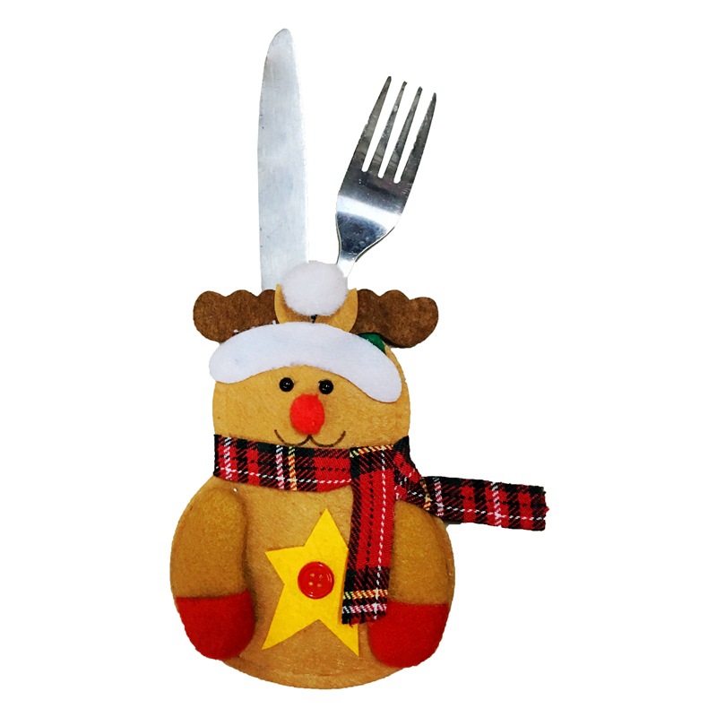 Christmas Decoration Ice Man Knife and Fork Bag Creative Home Table Tableware Set Christmas Snowman Knife and Fork Set