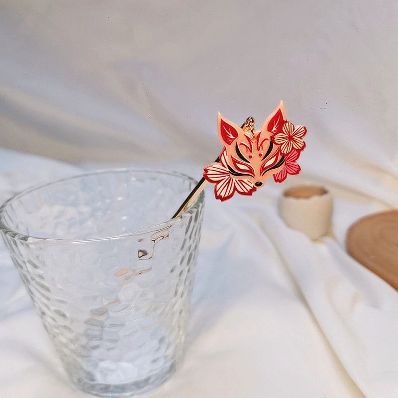 Painted Relief Fuji Mountain Hairpin Cute Mori Style Simple Daily Hair Accessories Pink Flower Hair Stick Updo Stick