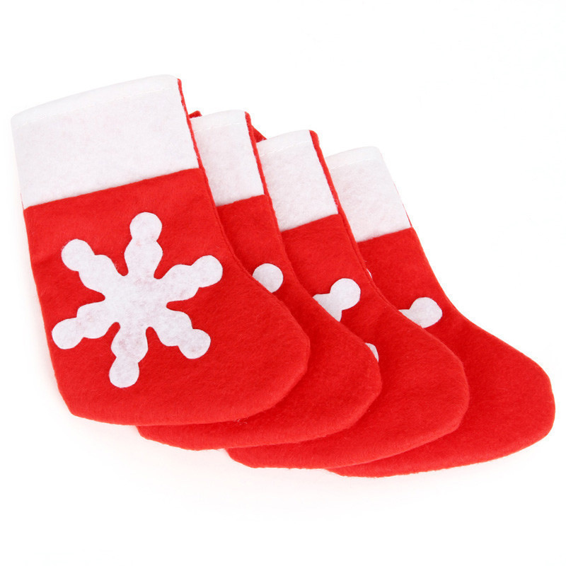 Christmas Dining-Table Decoration Christmas Tableware Set Knife and Fork Bag Snowflake Little Socks Tableware Set Christmas Hot Sale