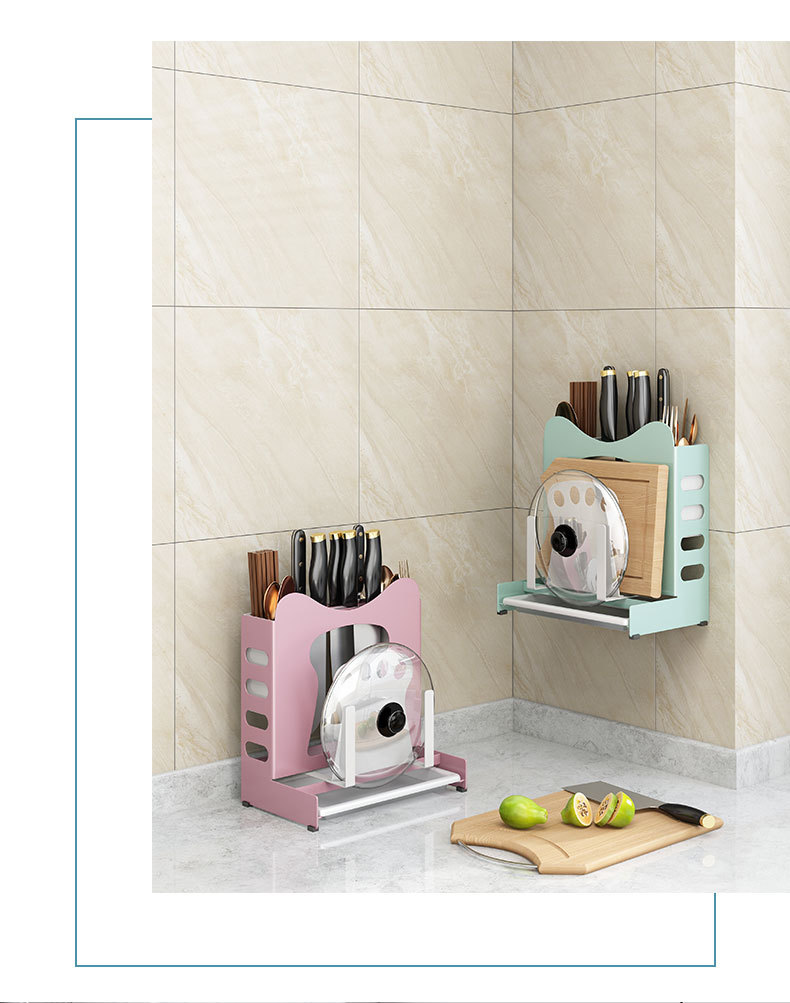 Kitchen Knife Storage Rack Pot Cover Rack Cutting Board Chopsticks Box Integrated Multifunctional Storage Rack Wall-Mounted Table Top Dual-Purpose Kitchen Knife Storage Rack Pot Cover Rack Cutting Board Chopsticks Box Integrated Multifunctional Storage Rack Wall-Mounted Table Top Dual-Purpose