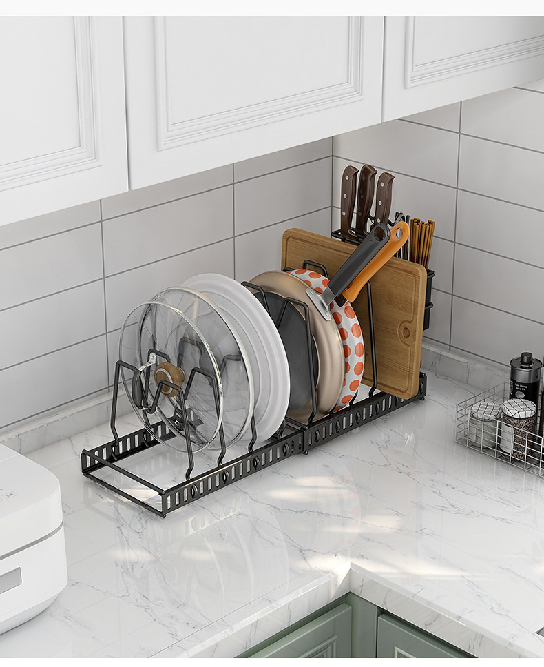 Exclusive for Cross-Border Pot Cover Rack Kitchen Table Floor Chopping Board Rack Pot Rack Retractable Multifunctional Storage Rack Knife Holder