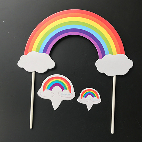 Birthday Cake Decoration Seven-Color Rainbow Colorful Cake Inserting Card Dessert Table Birthday Party Small Card Insertion Small Decorative Flag