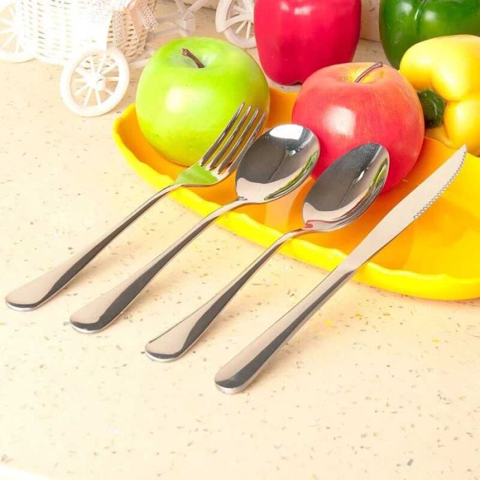 Stainless steel table spoon fork 4 piece cutlery set steak knife kitchen utensils food Fork Spoon Stainless steel table spoon fork 4 piece cutlery set steak knife kitchen utensils food Fork Spoon