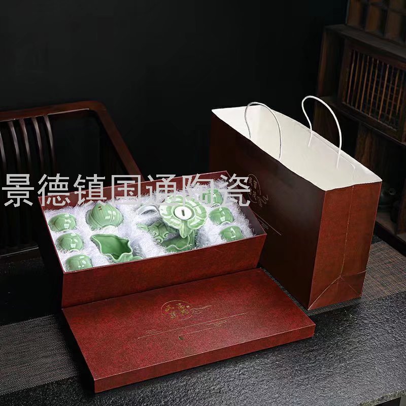Jingdezhen Tea Set Set Tea Ware Teapot Tea Cup Tea Bowl Kung Fu Tea Set Tea Basin Bamboo Tea Tray Lazy Tea Maker Tea Ware