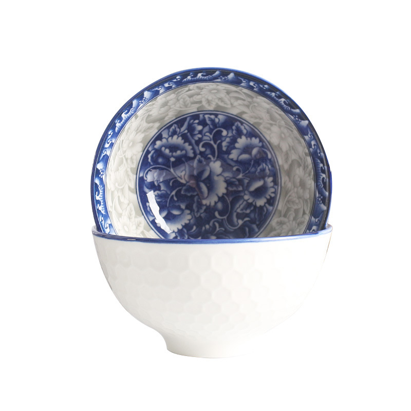 Ceramic Bowl and Chopsticks Set Thanksgiving Meeting Gift Tableware National Color Blue and White Insurance Advertising Promotion Drainage Return Gift Exhibition Industry