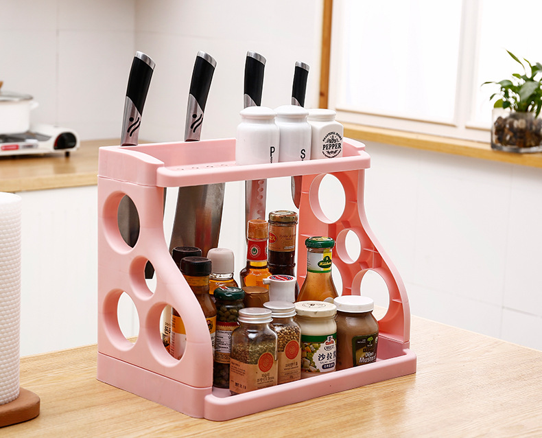 Kitchen Storage Rack Seasoning Bottle Storage Rack Seasoning Rack Knife Sundries Two-Layer Storage Shelves Table Two-Layer Finishing Rack Kitchen Storage Rack Seasoning Bottle Storage Rack Seasoning Rack Knife Sundries Two-Layer Storage Shelves Table Two-Layer Finishing Rack