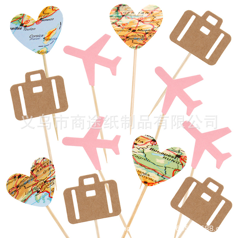 Creative Airplane Luggage Bag Map Cake Inserting Card Set Travel Theme Party Decorative Dessert Table Cake Flag Creative Airplane Luggage Bag Map Cake Inserting Card Set Travel Theme Party Decorative Dessert Table Cake Flag