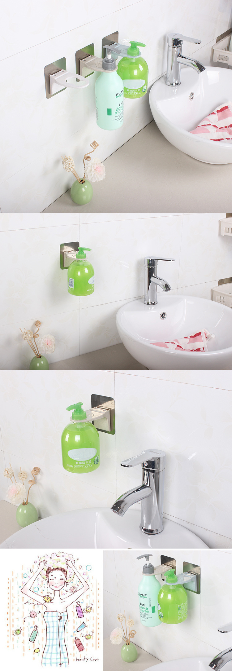 Bathroom no-punch shower gel rack Wall Storage Rack Kitchen detergent Rack Bottle holder Bathroom no-punch shower gel rack Wall Storage Rack Kitchen detergent Rack Bottle holder