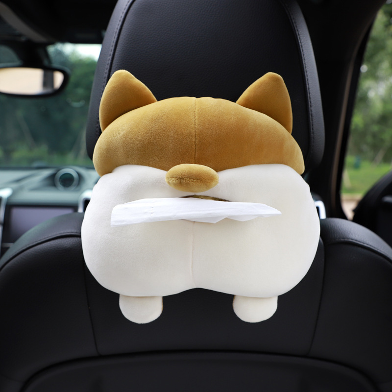 Car Cartoon Tissue Box Creative Cute Plush Multifunctional Car Seat Back Hanging Armrest Box Tissue Box Wholesale