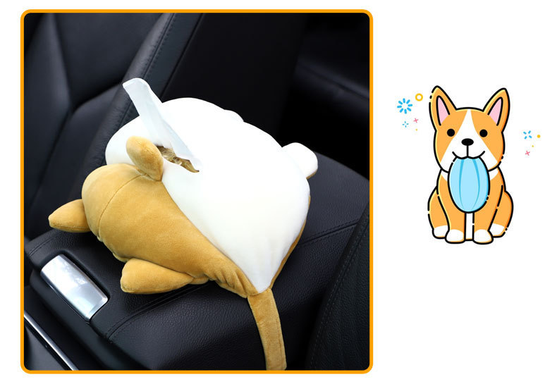 Car Cartoon Tissue Box Creative Cute Plush Multifunctional Car Seat Back Hanging Armrest Box Tissue Box Wholesale