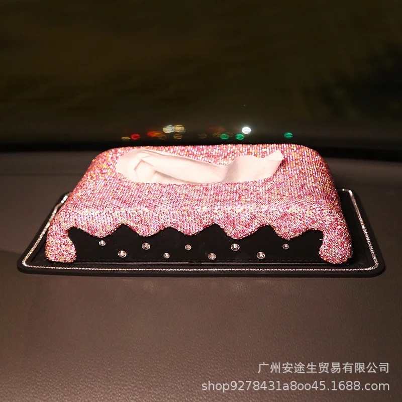 Supplies Car Tissue Box Cute with Diamonds Fashion Creative Car Interior Car Special Armrest Box Seat Tissue Box Female