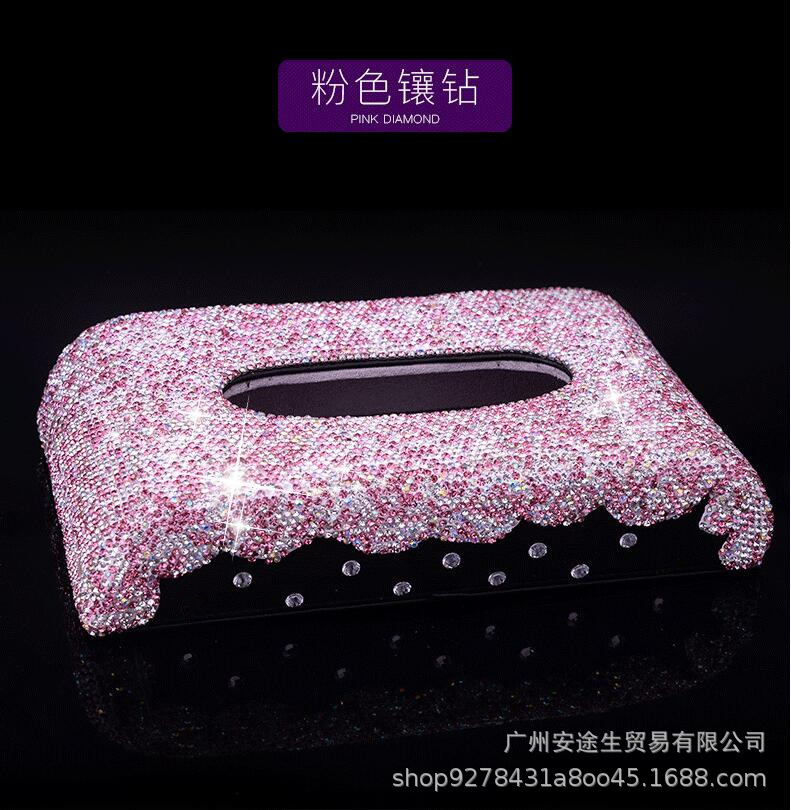 Supplies Car Tissue Box Cute with Diamonds Fashion Creative Car Interior Car Special Armrest Box Seat Tissue Box Female