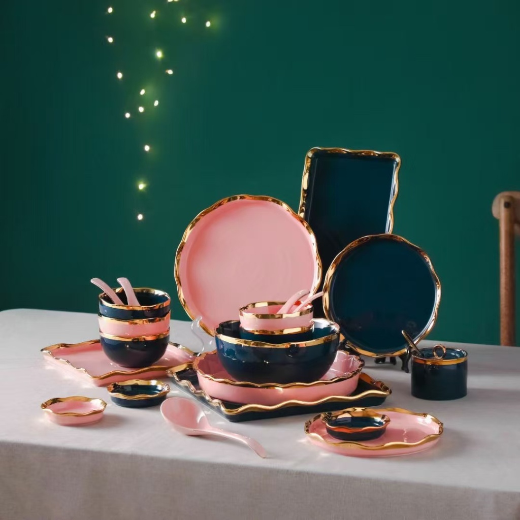 Entry Lux Style Colored Glaze Corrugated Golden Edge Ceramic Bowl Ceramic Plate Ceramic Plate Ceramic Fish Plate Soup Bowl Seasoning Jar Entry Lux Style Colored Glaze Corrugated Golden Edge Ceramic Bowl Ceramic Plate Ceramic Plate Ceramic Fish Plate Soup Bowl Seasoning Jar