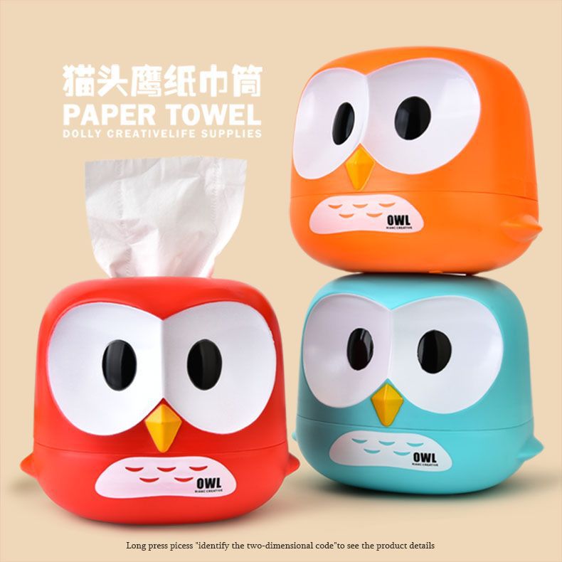 Rb524 Cute Cartoon Owl Tissue Box Creative Restaurant Desktop Plastic Paper Extraction Tissue Box