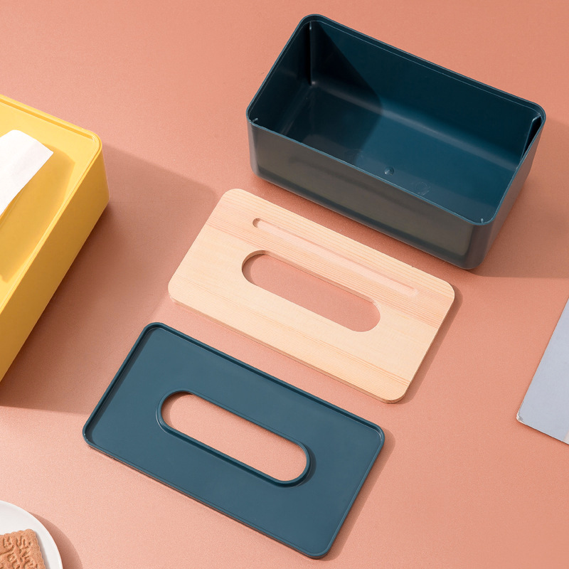 Zt1023 Household Minimalist Wooden Lid Paper Extraction Box Living Room Desktop Tissue Box Tissue Dispenser Plastic Paper Napping Box Toilet