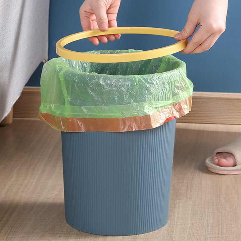 [Large Size Thick Trash Can] Nordic Trash Can Home without Lid with Pressure Ring Office Kitchen Toilet Basket
