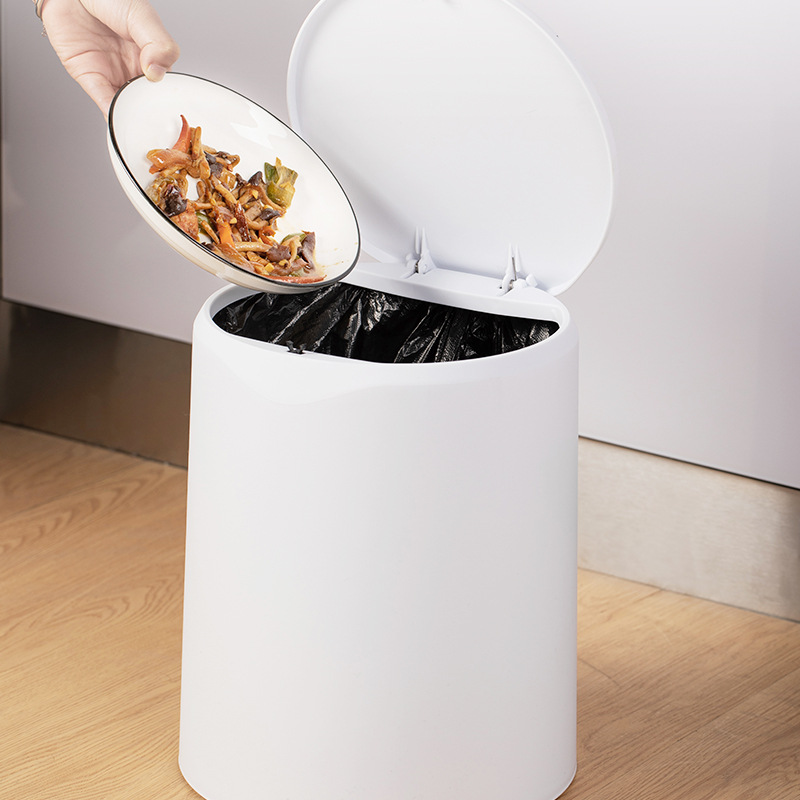 Factory Direct Sales Push Trash Can Nordic Style Home Living Room and Toilet Bathroom Flip with Lid Bedroom Wastebasket