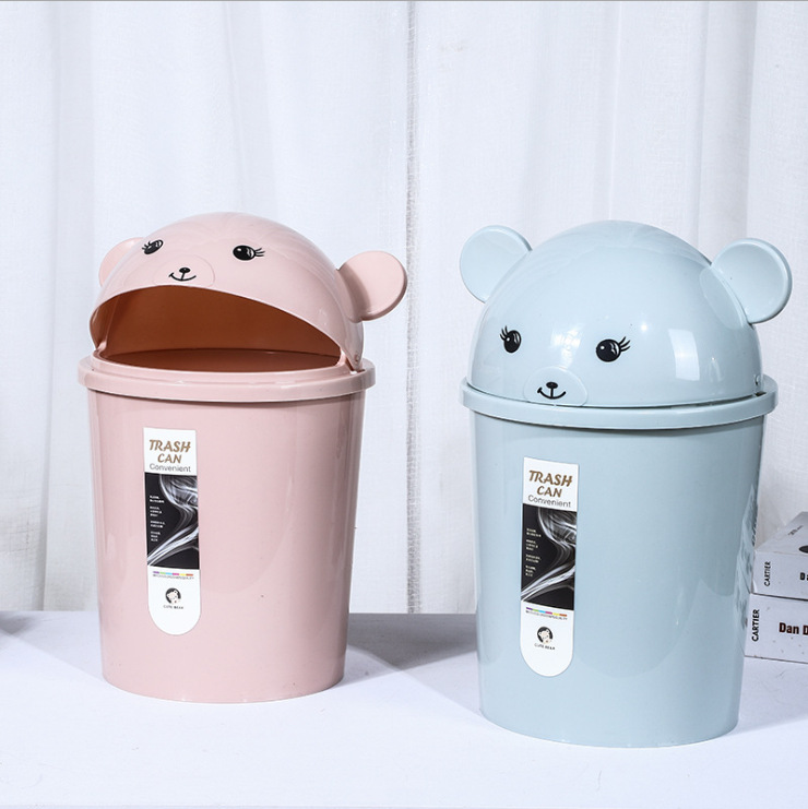 Creative Home Trash Can with Lid Bedroom Living Room Covered Toilet Bathroom Cute Mouse Flip Small Garbage Bin