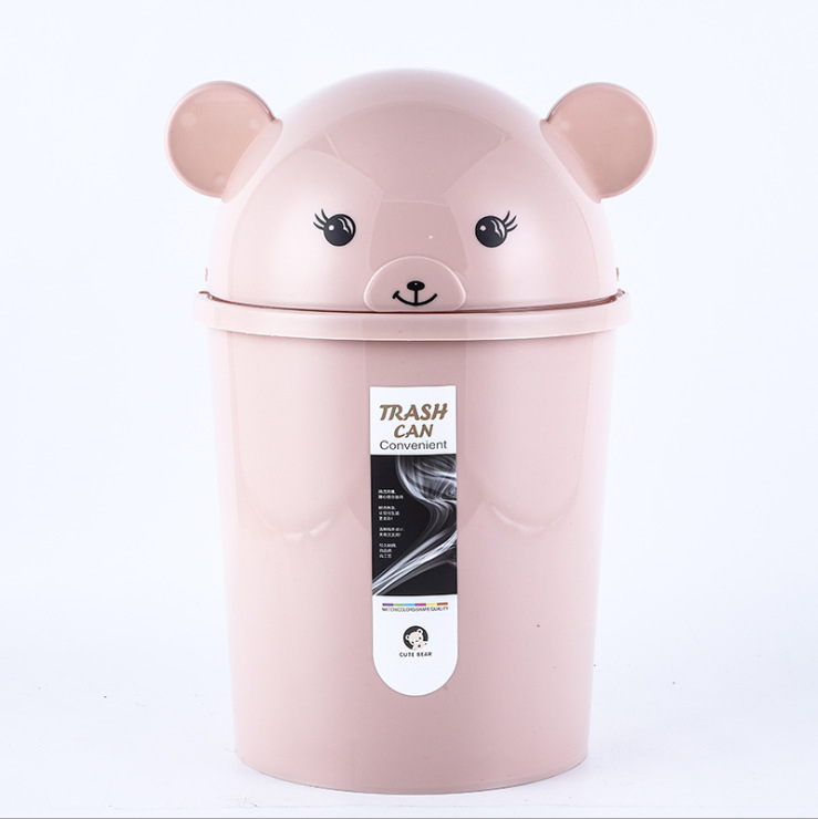 Creative Home Trash Can with Lid Bedroom Living Room Covered Toilet Bathroom Cute Mouse Flip Small Garbage Bin