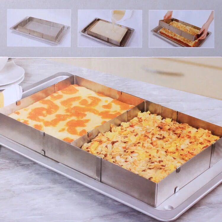 Rectangular stainless steel adjustable telescopic activity mousse cake baking cake mold insulation