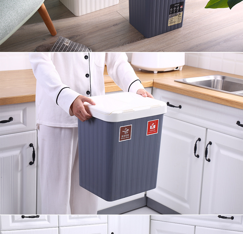 Household Sorting Trash Bin Plastic Square with Lid Wastebasket Office Toilet Dry Wet Separation Sundries Waste bins Household Sorting Trash Bin Plastic Square with Lid Wastebasket Office Toilet Dry Wet Separation Sundries Waste bins