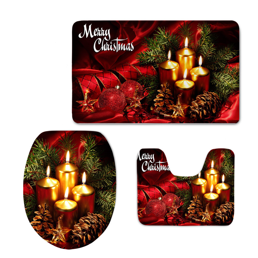 Europe and America Cross Border Cute Christmas Cat Clean Toilet Lid Pad Ginger Cake Nut Printed U-Shaped Mat One Order