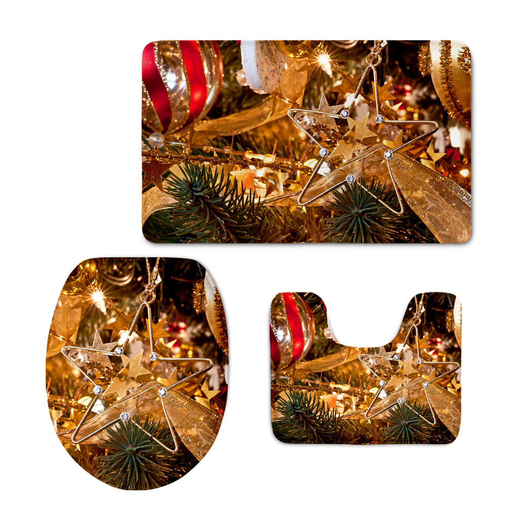 Europe and America Cross Border Cute Christmas Cat Clean Toilet Lid Pad Ginger Cake Nut Printed U-Shaped Mat One Order