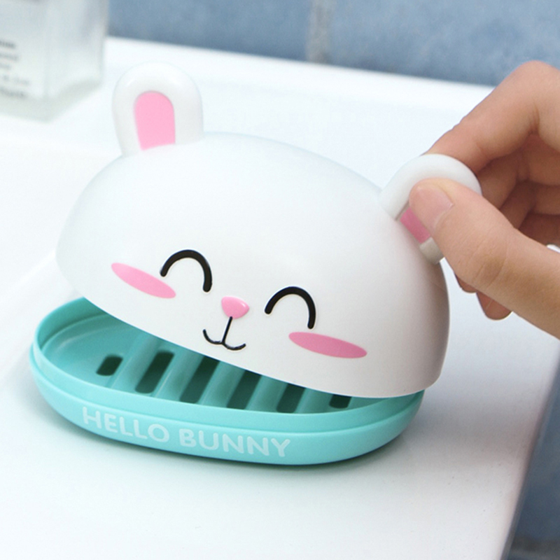 Cartoon Soap Holder with Lid Toilet Drain Rabbit Soap Box Creative Bathroom Sealed Waterproof Soap Box