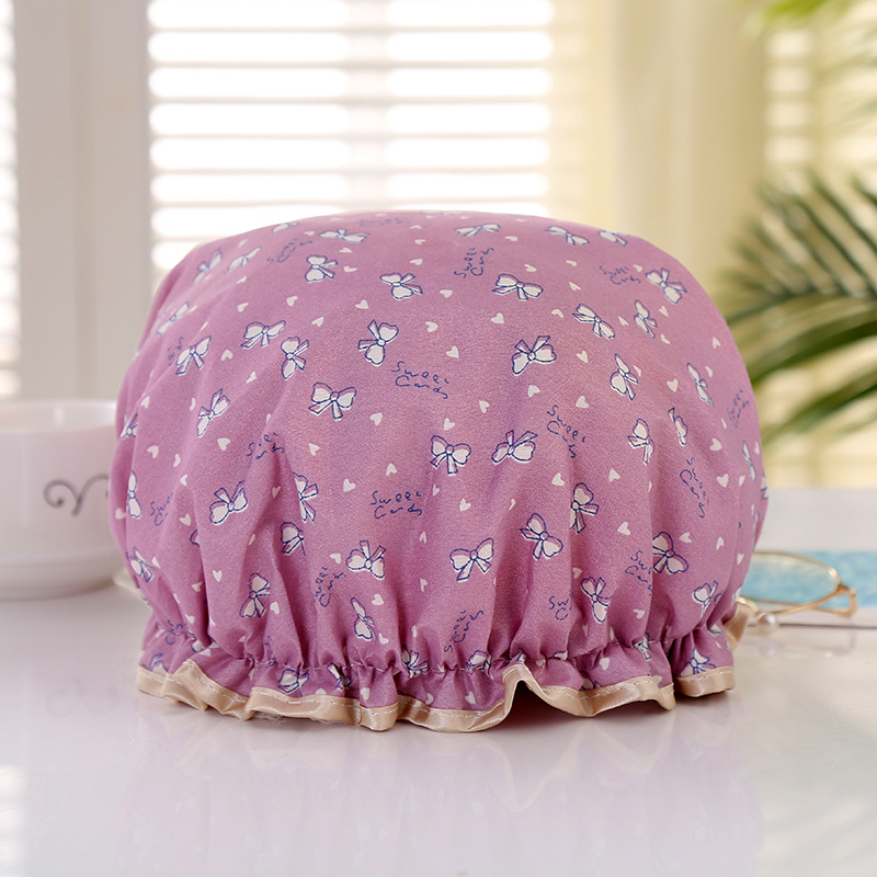 Factory Wholesale Adult Female Double-Layer Edge Waterproof Eva Shower Cap Cartoon Printed Pattern Polyester Cotton Waterproof Shower Cap Factory Wholesale Adult Female Double-Layer Edge Waterproof Eva Shower Cap Cartoon Printed Pattern Polyester Cotton Waterproof Shower Cap