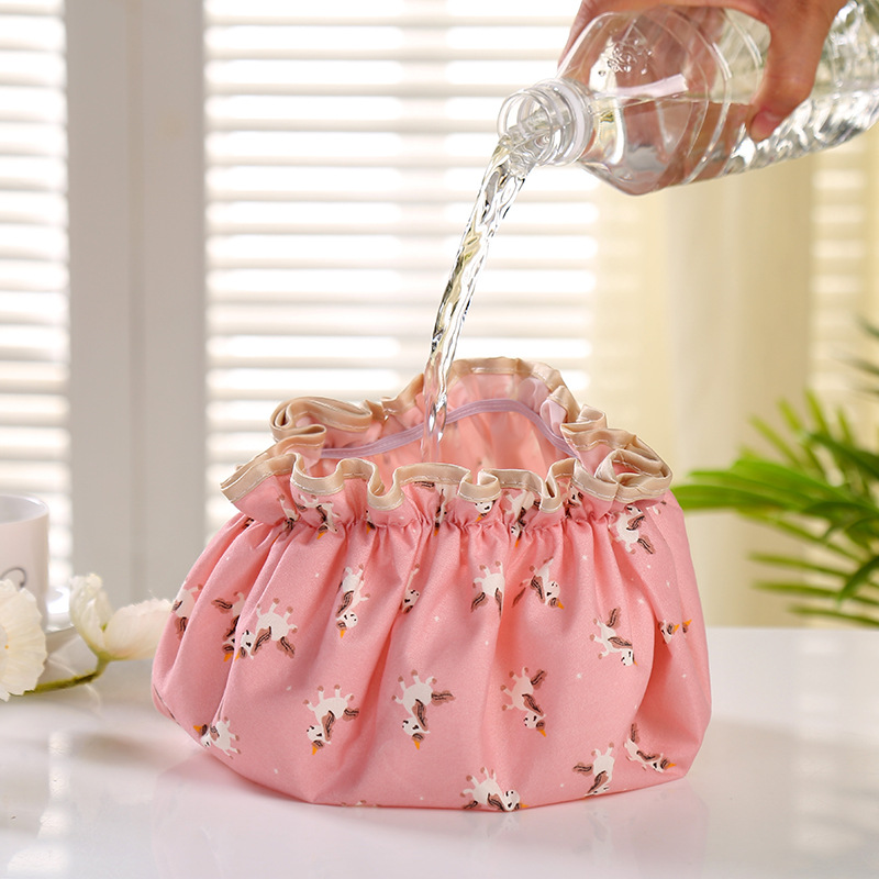 Factory Wholesale Adult Female Double-Layer Edge Waterproof Eva Shower Cap Cartoon Printed Pattern Polyester Cotton Waterproof Shower Cap Factory Wholesale Adult Female Double-Layer Edge Waterproof Eva Shower Cap Cartoon Printed Pattern Polyester Cotton Waterproof Shower Cap