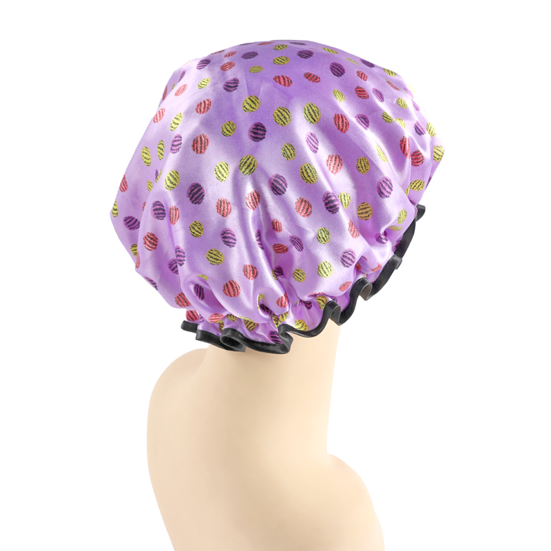 Factory Wholesale New Printed Satin Double-Layer Edging Shower Cap Wash Makeup Cap Oil-Proof Dustproof Bath Hat