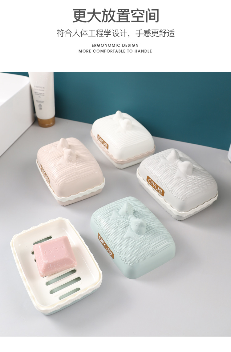 New Cartoon Soap Box Portable Soap Dish Soap Box Three-Layer Draining Handmade Soap Storage Box with Lid Creative Toilet Soap Box