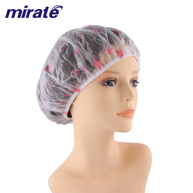 Factory Wholesale Korean Fresh Shower Cap Printed PVC Transparent Bottom Piping Shower Cap Anti-Gray Oil Smoke-Proof Hat
