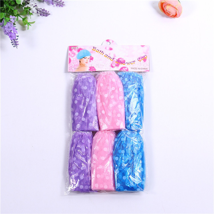 Factory Direct Sales Hot Sale 6Pc Dot Shower Cap Home Bath Essential Material Comfortable and Environmentally Friendly