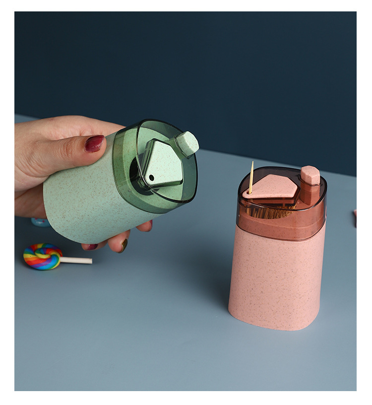 Wheat Straw Automatic Press Type Toothpick Holder Household Creative Toothpick Bottle Living Room Dining Room Transparent Toothpick Box Cans Wheat Straw Automatic Press Type Toothpick Holder Household Creative Toothpick Bottle Living Room Dining Room Transparent Toothpick Box Cans