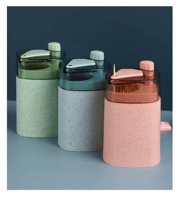 Wheat Straw Automatic Press Type Toothpick Holder Household Creative Toothpick Bottle Living Room Dining Room Transparent Toothpick Box Cans Wheat Straw Automatic Press Type Toothpick Holder Household Creative Toothpick Bottle Living Room Dining Room Transparent Toothpick Box Cans
