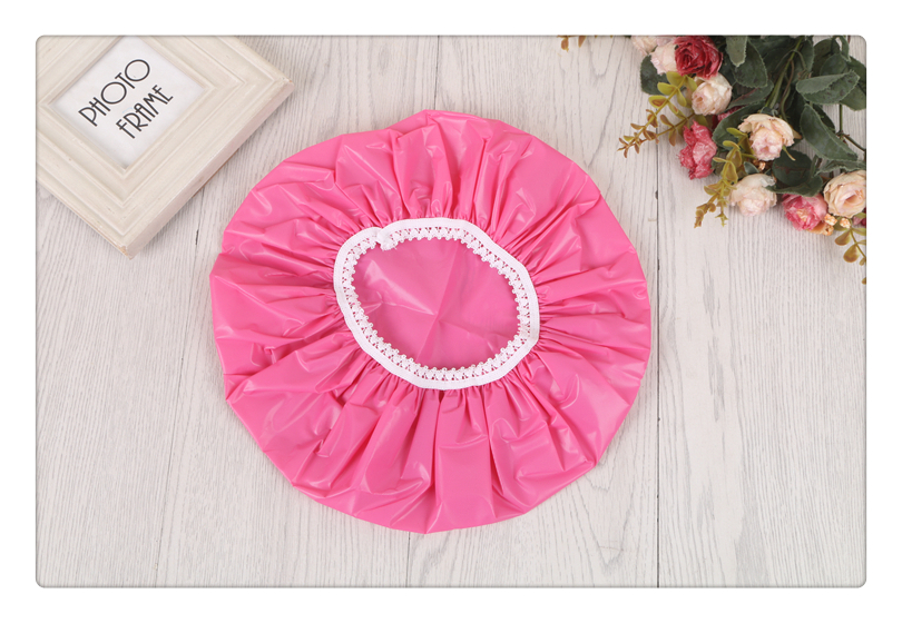 Factory direct sale of new thickened waterproof shower cap plain color PE lady bathing cap Factory direct sale of new thickened waterproof shower cap plain color PE lady bathing cap