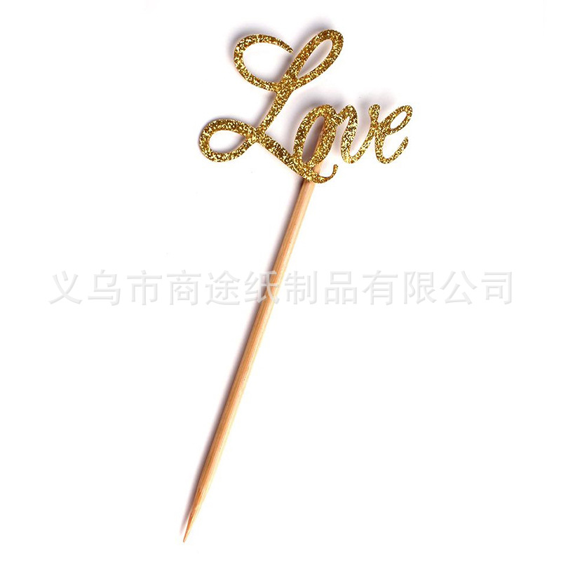 Creative Paper Little Love Cake Inserting Card Wedding Festival Party Supplies Baking Handmade Paper Toothpick Holder