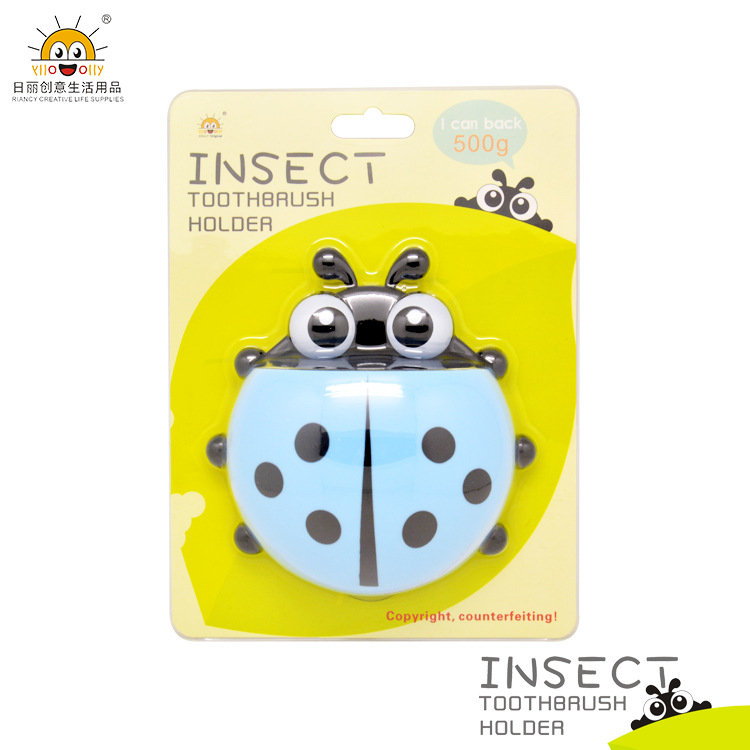 Rb228 Cartoon Ladybug Toothbrush Holder Suction Cup Storage Holder Toothpick Storage Rack Creative Tableware Stationery Storage Novelty
