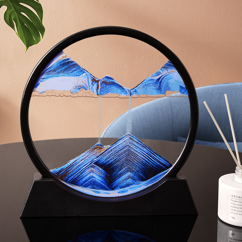 Factory Direct Sales round Quicksand Painting Glass Craft Gift Creative Home Decoration 3D Three-Dimensional Art Hourglass Ornaments