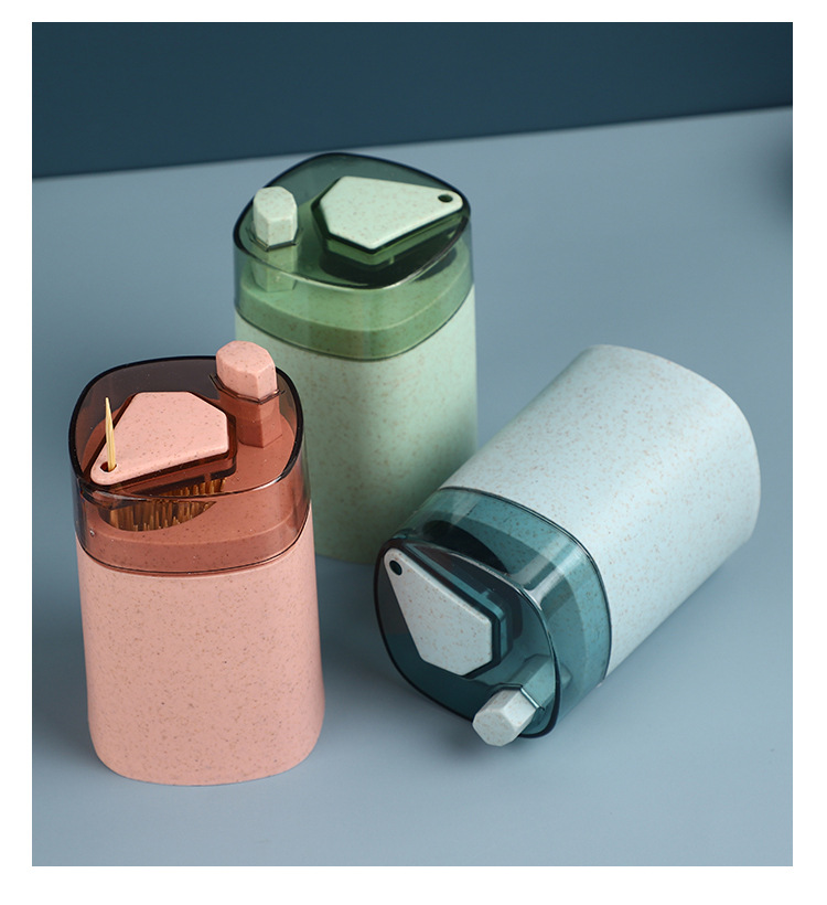 Wheat Straw Automatic Press Type Toothpick Holder Household Creative Toothpick Bottle Living Room Dining Room Transparent Toothpick Box Cans Wheat Straw Automatic Press Type Toothpick Holder Household Creative Toothpick Bottle Living Room Dining Room Transparent Toothpick Box Cans