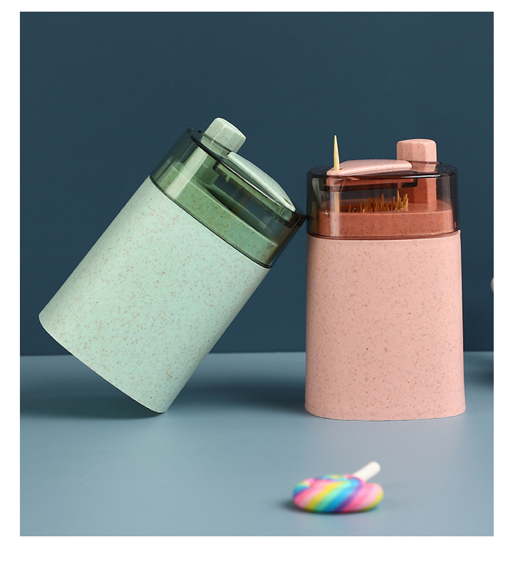 Wheat Straw Automatic Press Type Toothpick Holder Household Creative Toothpick Bottle Living Room Dining Room Transparent Toothpick Box Cans Wheat Straw Automatic Press Type Toothpick Holder Household Creative Toothpick Bottle Living Room Dining Room Transparent Toothpick Box Cans