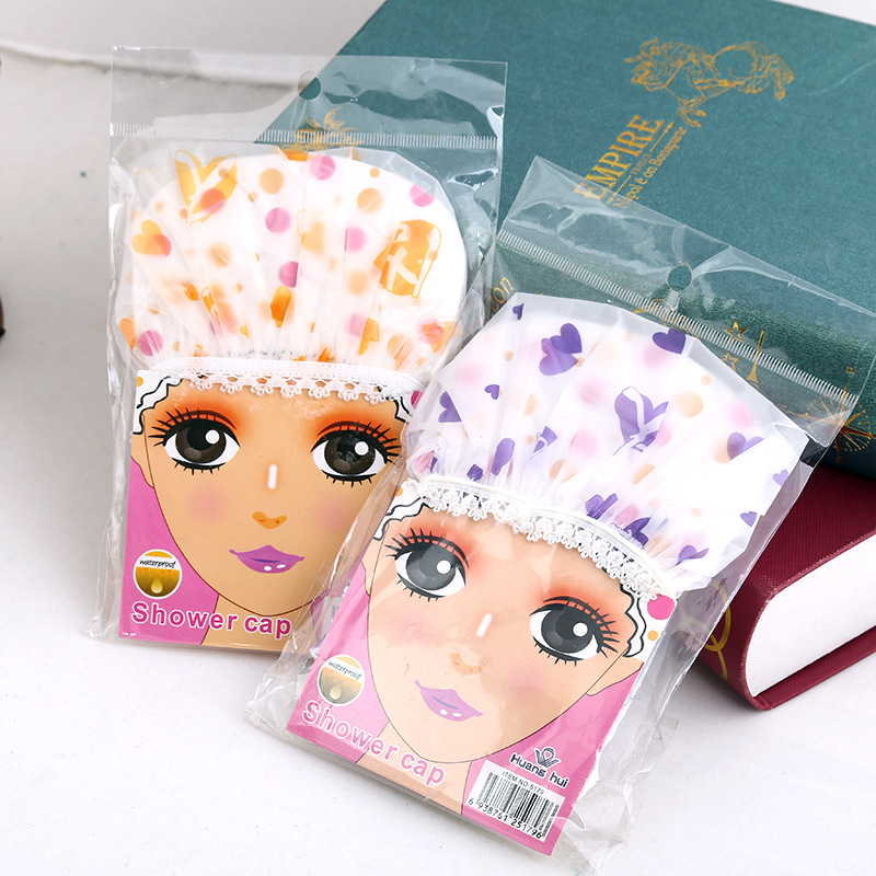 Foreign trade original single new lady plus thick waterproof shower cap quick sell adult  cap disposable toiletries.