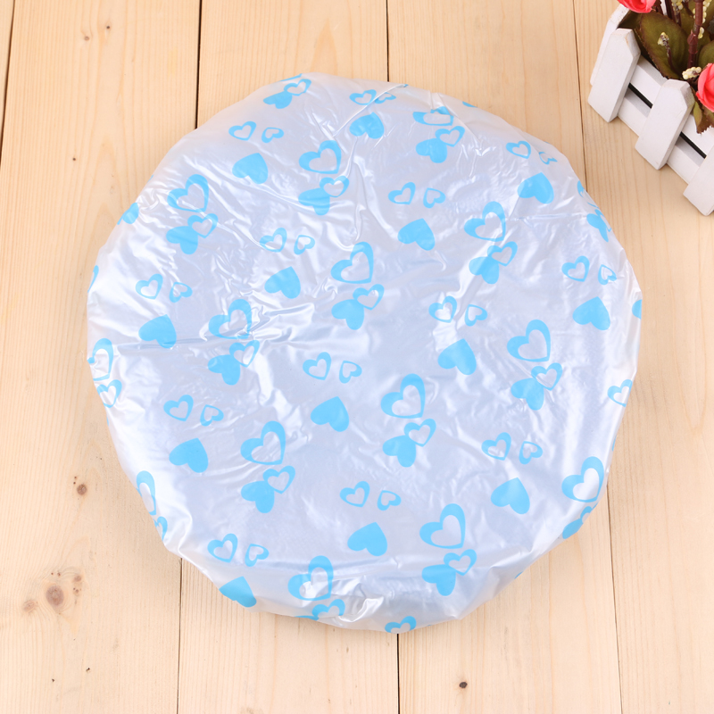 Love PVC shower cap, waterproof and thickened, double dust-proof shower cap female bathroom.